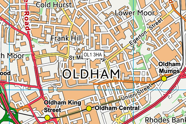 Oldham Sports Centre (Closed) map (OL1 3HA) - OS VectorMap District (Ordnance Survey)