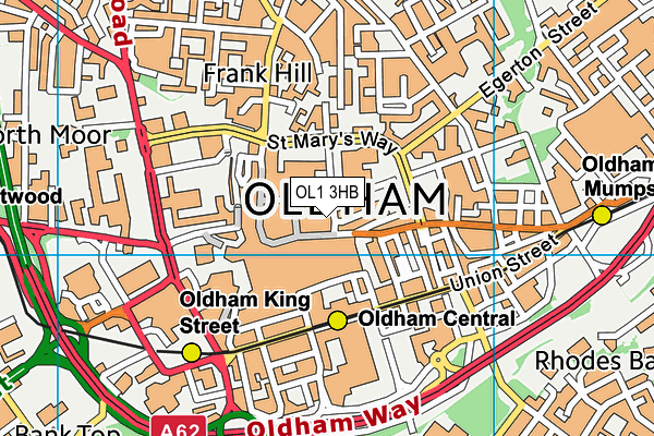 OL1 3HB map - OS VectorMap District (Ordnance Survey)