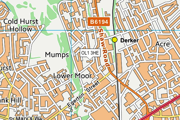 OL1 3HE map - OS VectorMap District (Ordnance Survey)