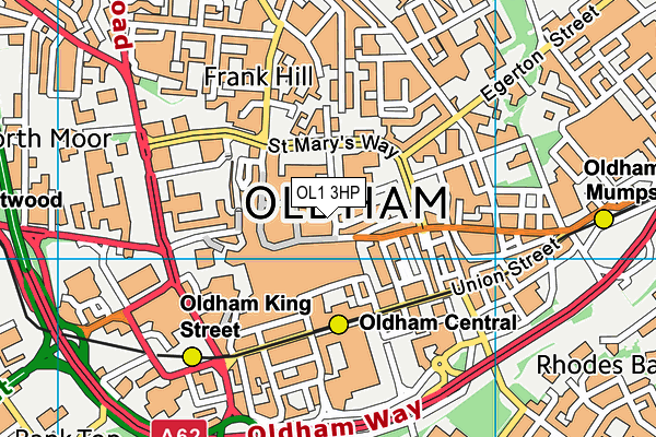 OL1 3HP map - OS VectorMap District (Ordnance Survey)