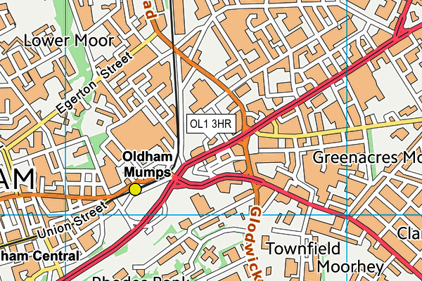 OL1 3HR map - OS VectorMap District (Ordnance Survey)