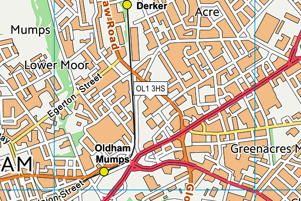 OL1 3HS map - OS VectorMap District (Ordnance Survey)