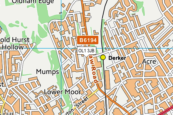 OL1 3JB map - OS VectorMap District (Ordnance Survey)