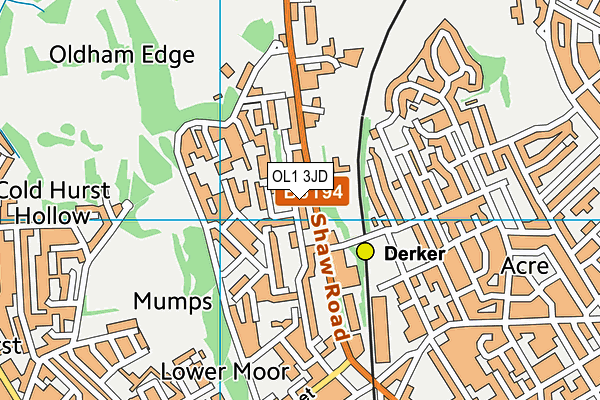 OL1 3JD map - OS VectorMap District (Ordnance Survey)