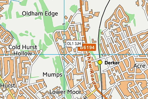 OL1 3JH map - OS VectorMap District (Ordnance Survey)