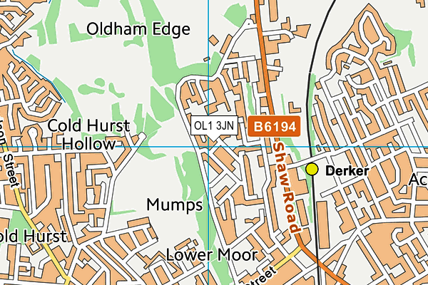 OL1 3JN map - OS VectorMap District (Ordnance Survey)