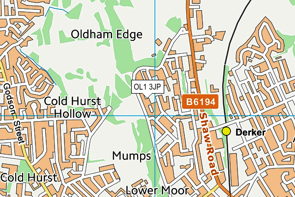 OL1 3JP map - OS VectorMap District (Ordnance Survey)