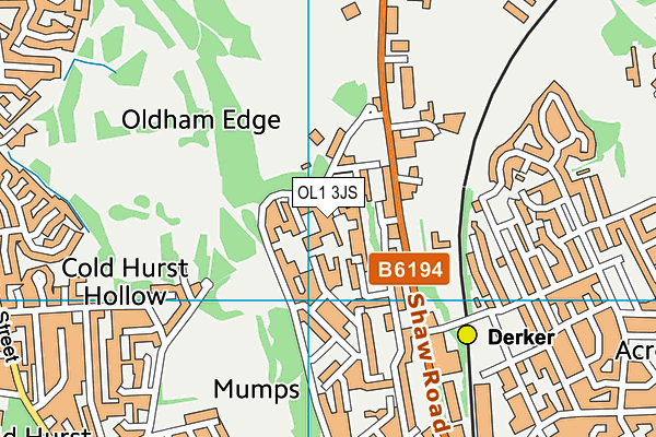 OL1 3JS map - OS VectorMap District (Ordnance Survey)