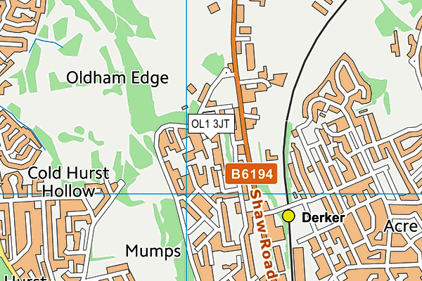 OL1 3JT map - OS VectorMap District (Ordnance Survey)