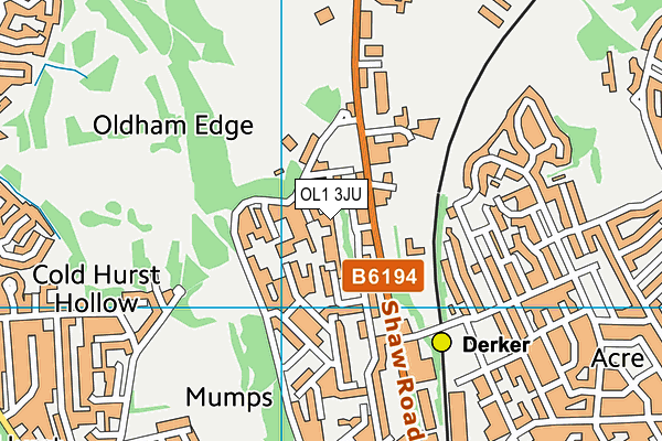 OL1 3JU map - OS VectorMap District (Ordnance Survey)