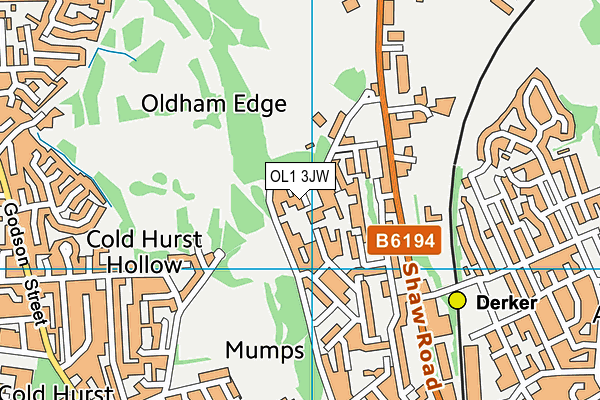 OL1 3JW map - OS VectorMap District (Ordnance Survey)