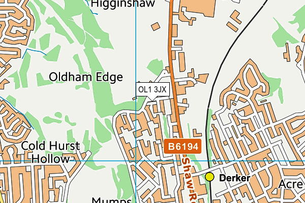OL1 3JX map - OS VectorMap District (Ordnance Survey)