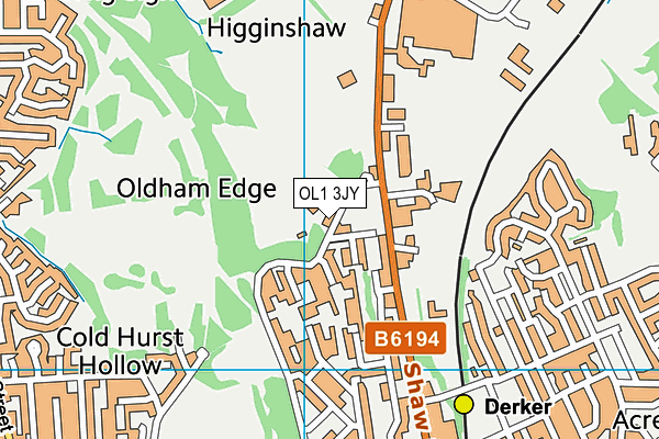 OL1 3JY map - OS VectorMap District (Ordnance Survey)