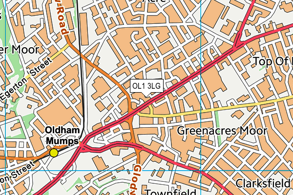 OL1 3LG map - OS VectorMap District (Ordnance Survey)