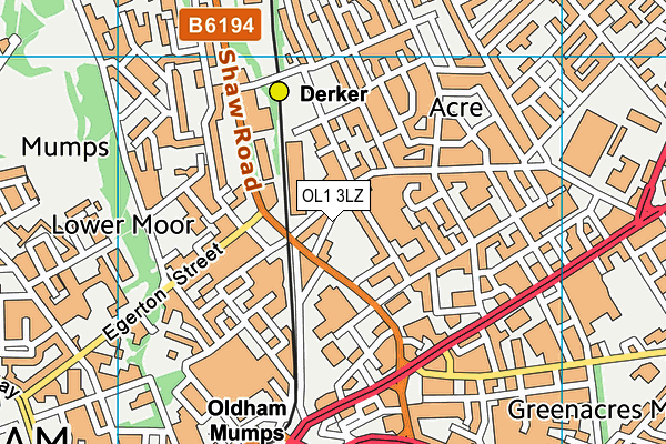 OL1 3LZ map - OS VectorMap District (Ordnance Survey)