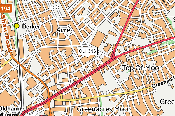 OL1 3NS map - OS VectorMap District (Ordnance Survey)