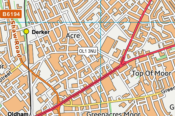 OL1 3NU map - OS VectorMap District (Ordnance Survey)