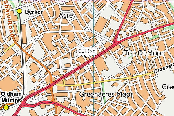 OL1 3NY map - OS VectorMap District (Ordnance Survey)