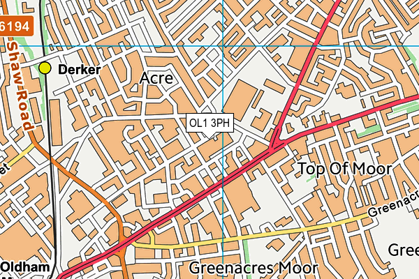OL1 3PH map - OS VectorMap District (Ordnance Survey)