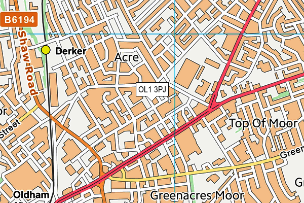 OL1 3PJ map - OS VectorMap District (Ordnance Survey)