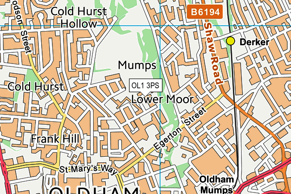 OL1 3PS map - OS VectorMap District (Ordnance Survey)