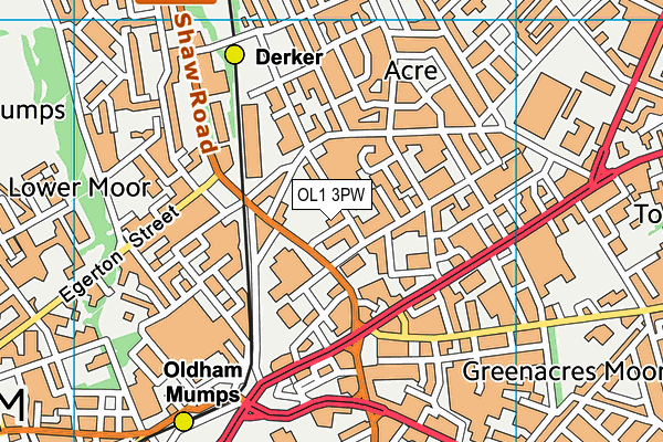 OL1 3PW map - OS VectorMap District (Ordnance Survey)