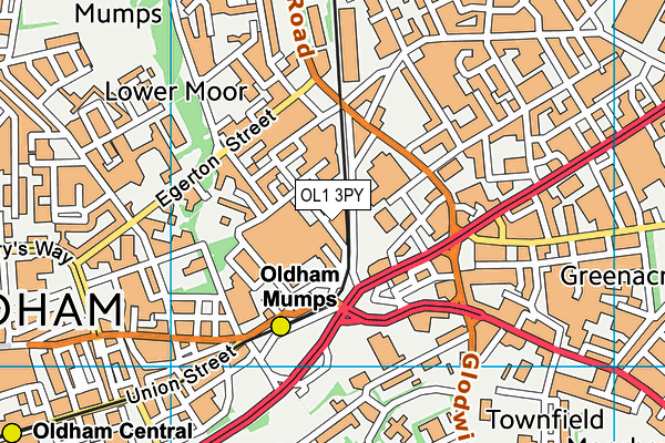 OL1 3PY map - OS VectorMap District (Ordnance Survey)