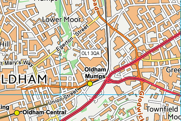OL1 3QA map - OS VectorMap District (Ordnance Survey)