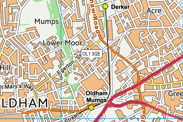 OL1 3QE map - OS VectorMap District (Ordnance Survey)