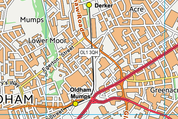 OL1 3QH map - OS VectorMap District (Ordnance Survey)