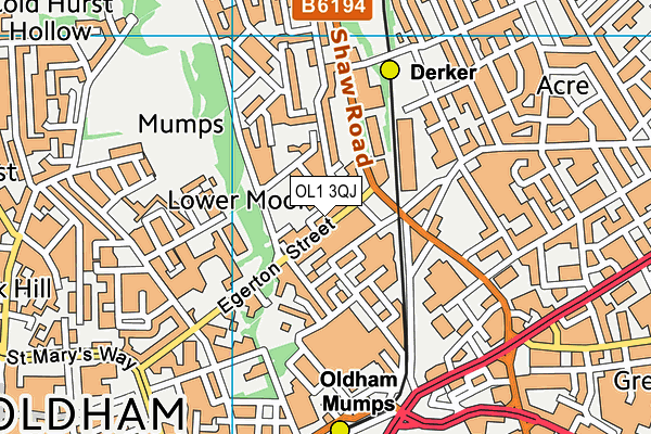 OL1 3QJ map - OS VectorMap District (Ordnance Survey)
