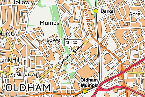 OL1 3QL map - OS VectorMap District (Ordnance Survey)