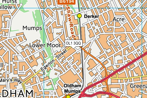 OL1 3QQ map - OS VectorMap District (Ordnance Survey)