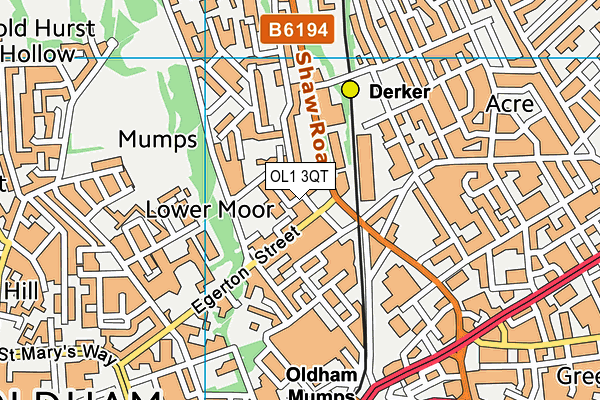 OL1 3QT map - OS VectorMap District (Ordnance Survey)
