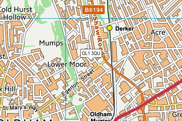 Beever Primary School map (OL1 3QU) - OS VectorMap District (Ordnance Survey)