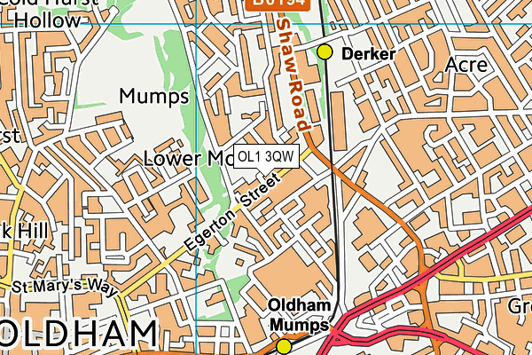 OL1 3QW map - OS VectorMap District (Ordnance Survey)