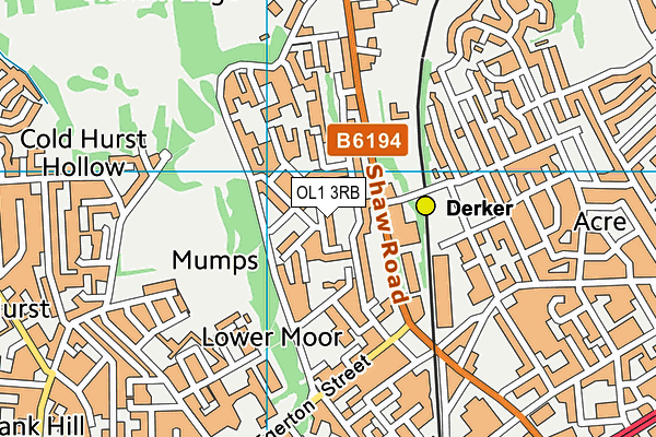OL1 3RB map - OS VectorMap District (Ordnance Survey)