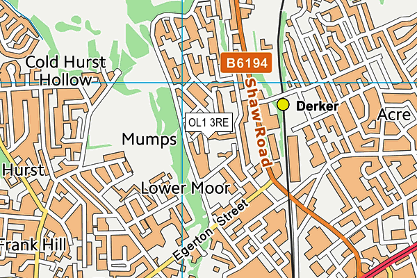OL1 3RE map - OS VectorMap District (Ordnance Survey)