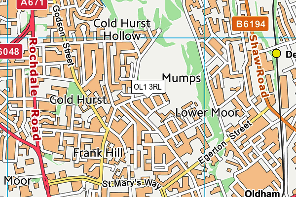 OL1 3RL map - OS VectorMap District (Ordnance Survey)