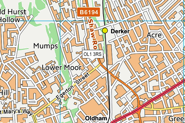 OL1 3RS map - OS VectorMap District (Ordnance Survey)