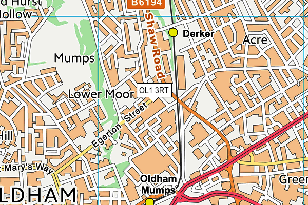 OL1 3RT map - OS VectorMap District (Ordnance Survey)