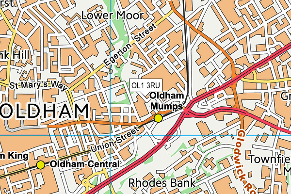 OL1 3RU map - OS VectorMap District (Ordnance Survey)