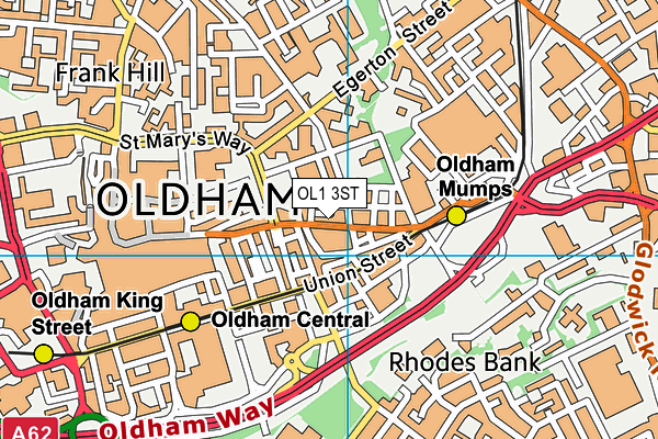 OL1 3ST map - OS VectorMap District (Ordnance Survey)