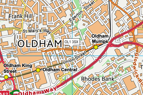 OL1 3SX map - OS VectorMap District (Ordnance Survey)