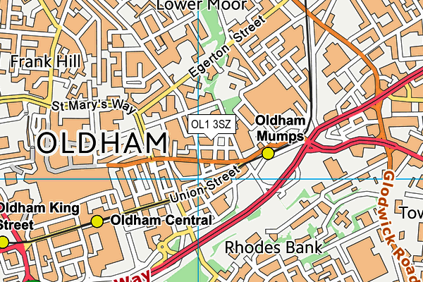 OL1 3SZ map - OS VectorMap District (Ordnance Survey)