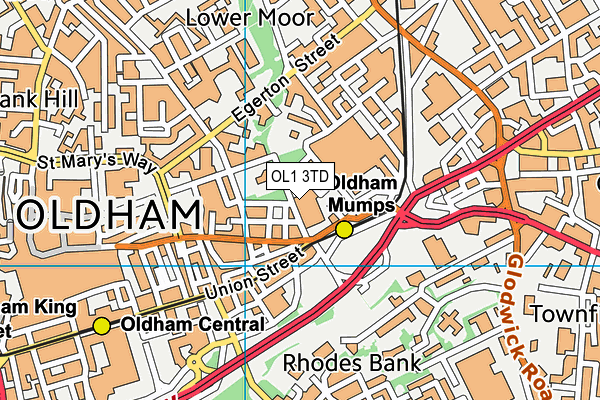 OL1 3TD map - OS VectorMap District (Ordnance Survey)