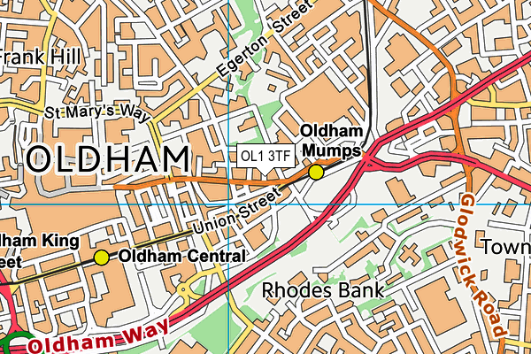 OL1 3TF map - OS VectorMap District (Ordnance Survey)