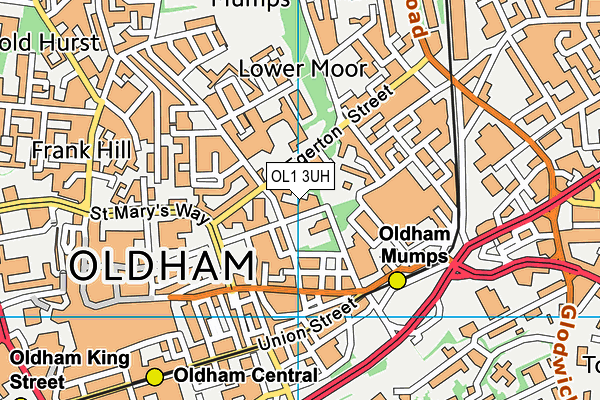 OL1 3UH map - OS VectorMap District (Ordnance Survey)