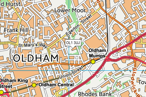 OL1 3UJ map - OS VectorMap District (Ordnance Survey)