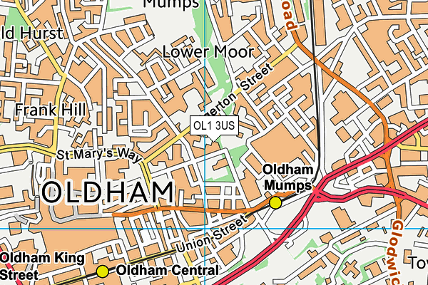OL1 3US map - OS VectorMap District (Ordnance Survey)